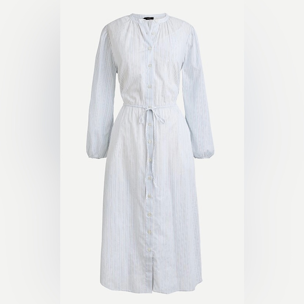 J.Crew Tie-waist cotton voile midi dress in deck stripe